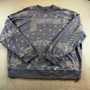 NWT Original Use Men's Pullover Sweatshirt Size XLGray Paisley Print Crewneck